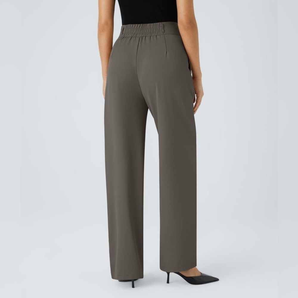 Halara Flex High Waisted Zipper Pocket Shirred Straight Leg Work Pants - Picture 3 of 11